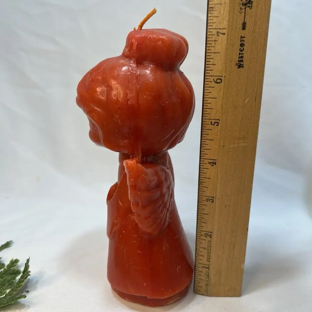 Vintage Chior Angel Red Orange Christmas Wax Candle Mid Century Figurine 7”
